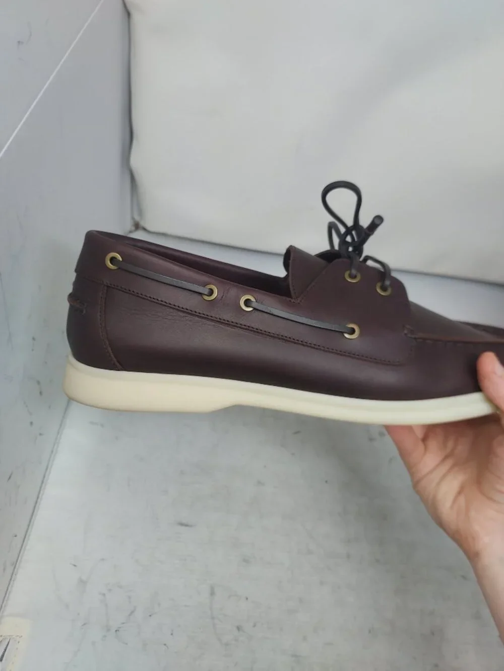 Loro Piana MENS Brown Sea Sail Walk Leather Boat Shoe